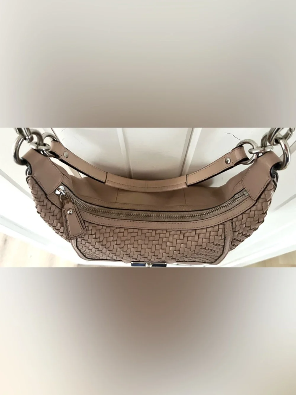 Coach Kristin Woven Leather Shoulder Bag Hobo - Picture 9 of 14